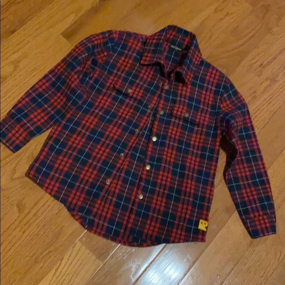 Rock your kid snap up plaid shirt